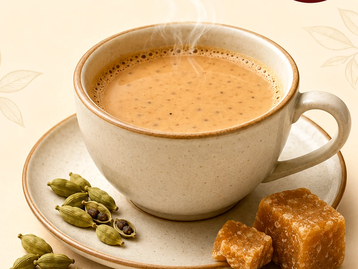 Cardamom jaggery tea