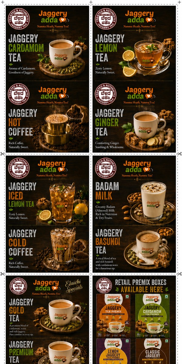Jaggery Adda tea and premix product range